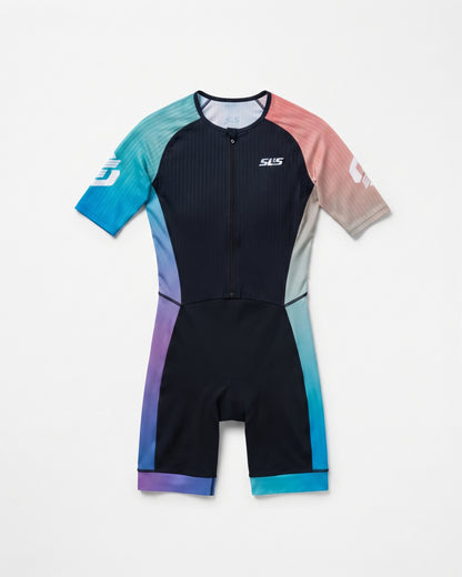 SLS3 Triathlon Suits Women Elite Aero Sleeved Tri Suit Women, Trisuit, Quick-Dry, Italian Chamois, Ready for Any Distance (Sky, X-Large)