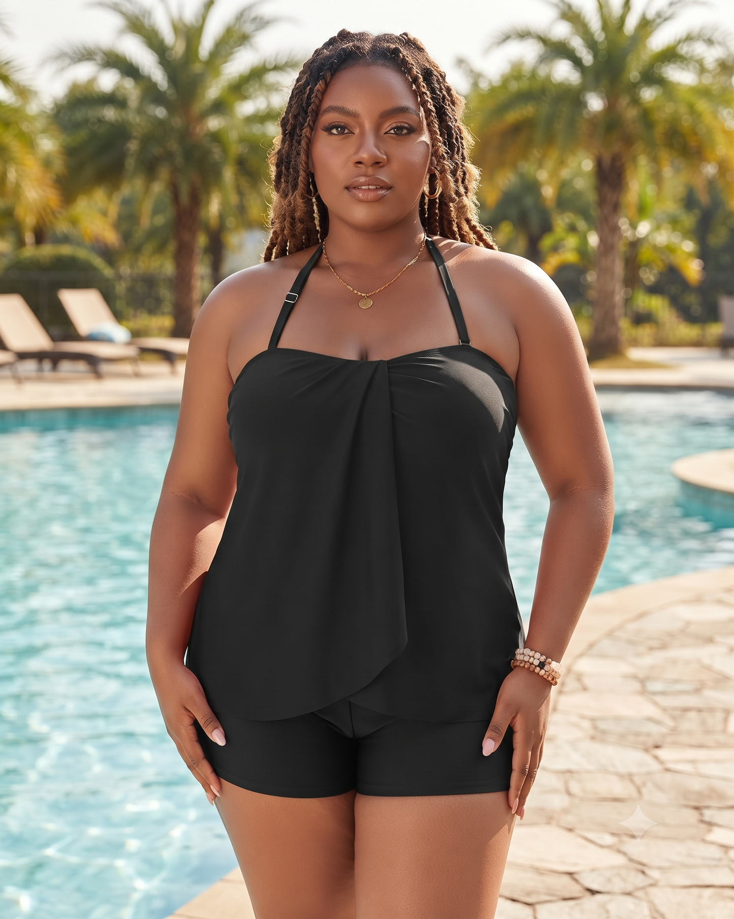 Women's Daci Plus Size Bandeau Tankini Swimsuit 2 Piece Black Size 26 Plus