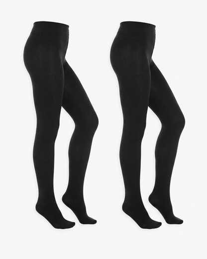Women's Citystl Opaque Black Tights 80D Tummy Compression Plus Size Tights Pantyhose Black-S/M