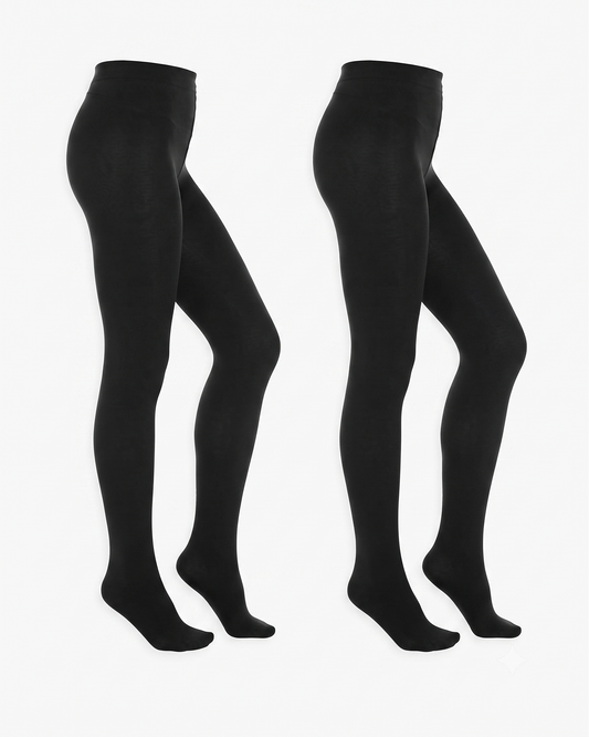 Women's Citystl Opaque Black Tights 80D Tummy Compression Plus Size Tights Pantyhose Black-S/M
