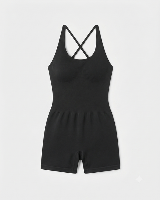 Women's MOOSLOVER Strappy Backless One-Piece Jumpsuit Shorts – Black (Size Small)