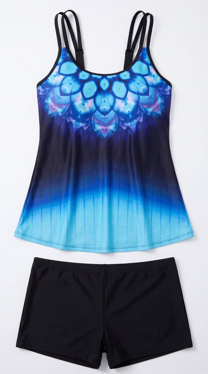 Women's Swimwear Tankini 2 Piece Printing Ombre Graphic Size Large