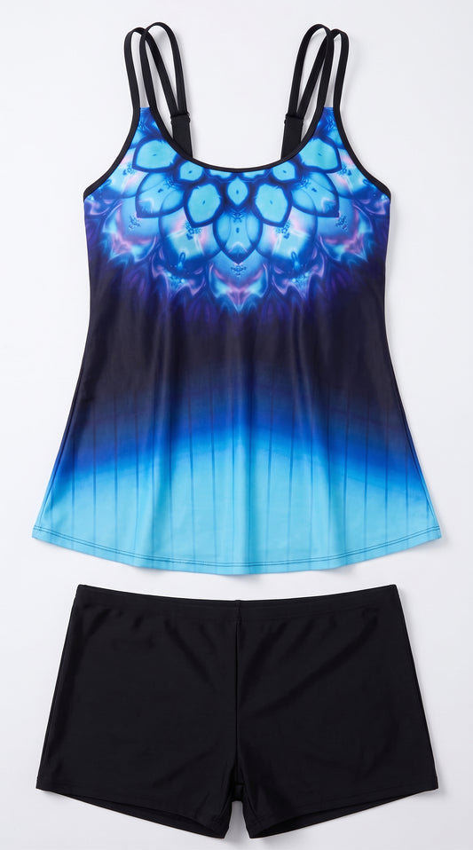 Women's Swimwear Tankini 2 Piece Printing Ombre Graphic Size Large