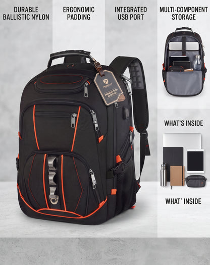 Travel Laptop Backpack – Extra Large 18.4" Gaming Laptop Bag, TSA Friendly, RFID Anti-Theft, 21.5x16.3x9.9"