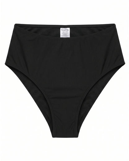Tempt Me Women's High Cut High Waist Bikini Bottoms | Black | Small