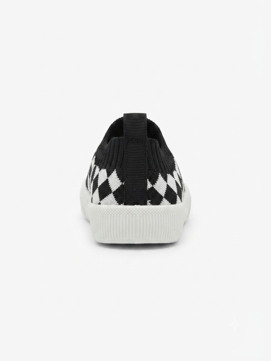 Toddler First Walking Checkered Slip-On Sneakers – Size 3.5–4