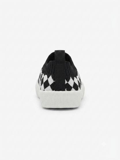 Toddler First Walking Checkered Slip-On Sneakers – Size 3.5–4