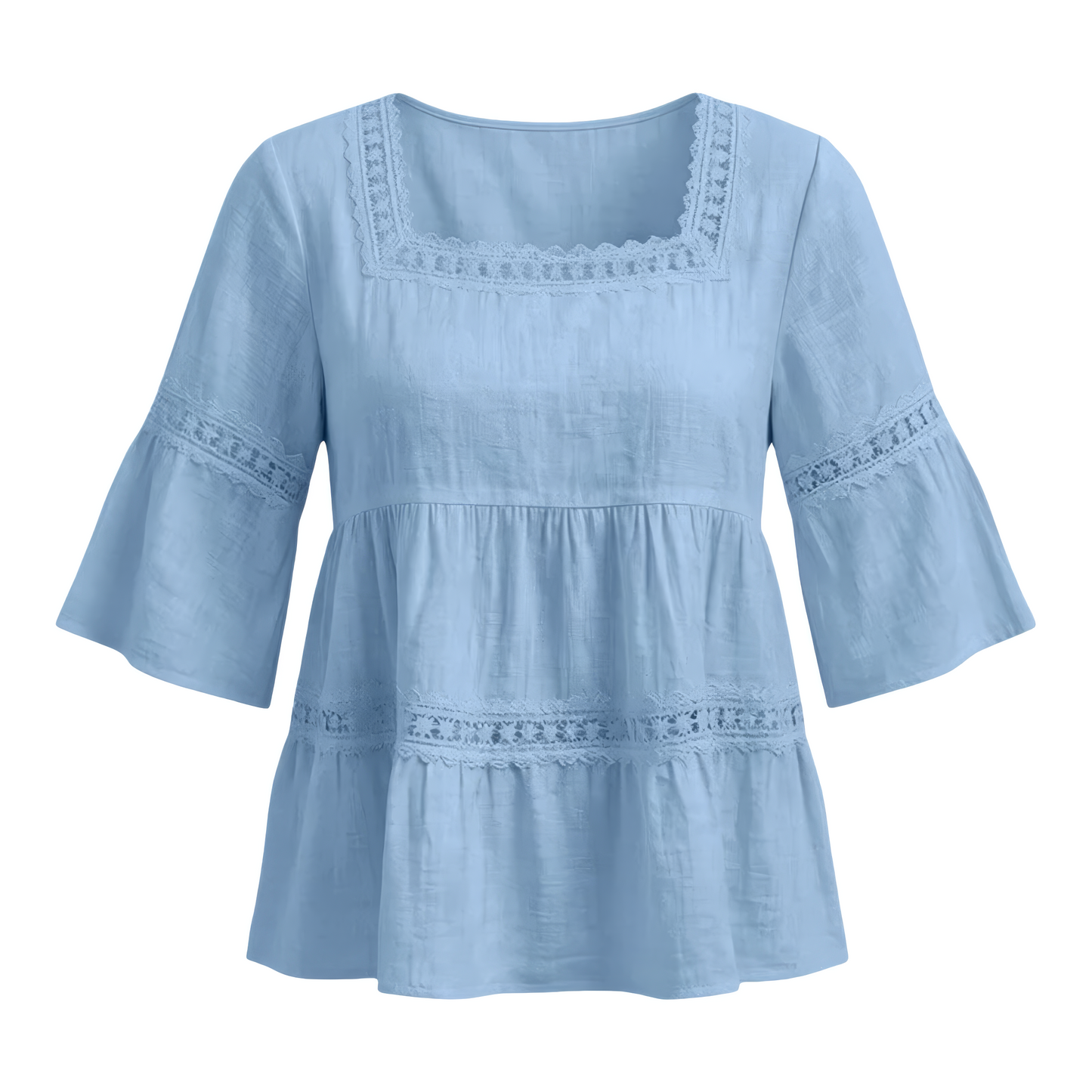 Women's Craaazy Shirts 3/4 Sleeve Relaxed Fit Top – Light Blue | 2XL