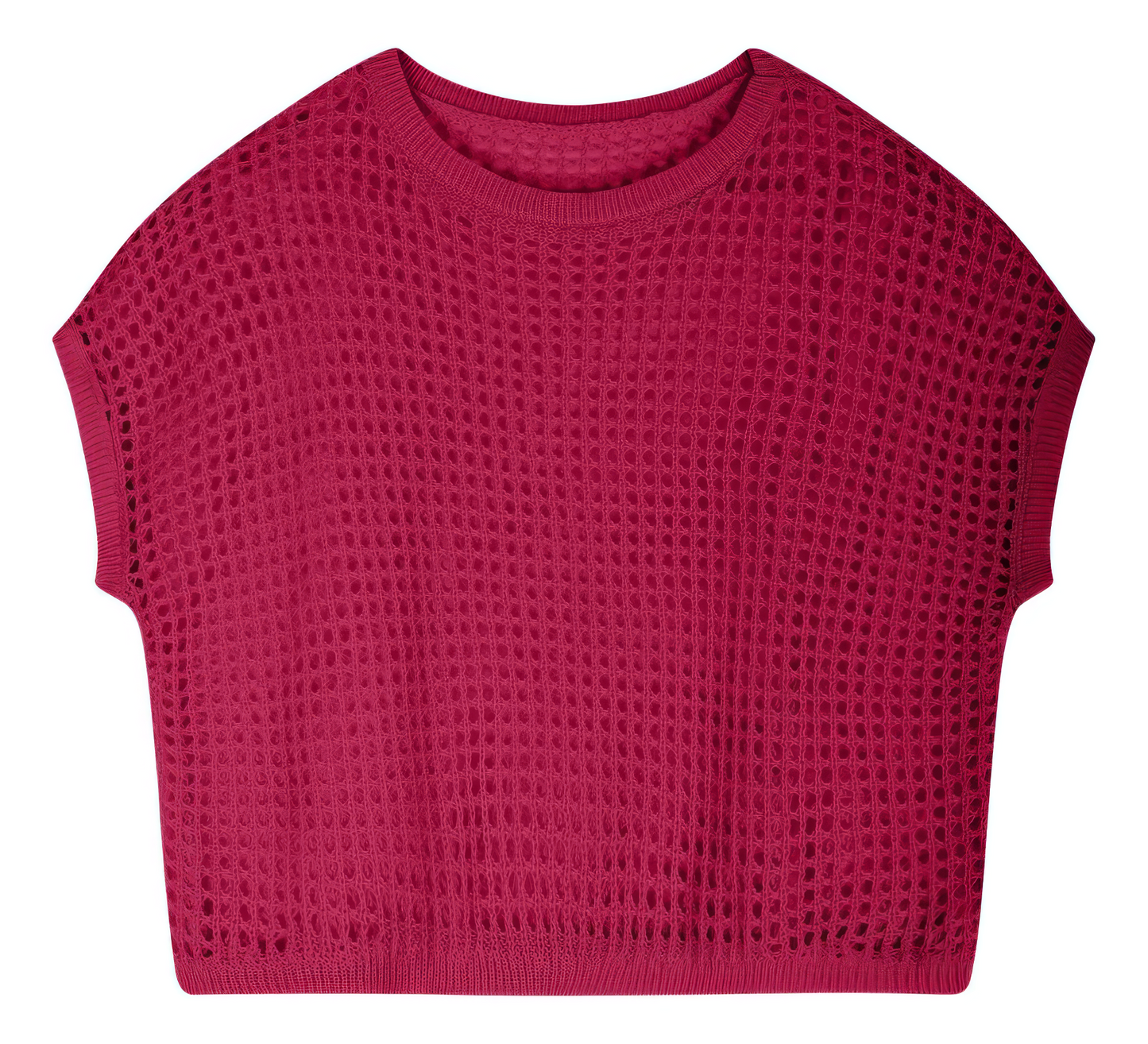 Women's Summer Jersey Cover-Up Five-Sleeve Beach Dress Dark Hot Pink Large