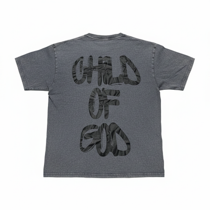 Unisex Vintage Child of God Graphic T-Shirt Acid Washed Gray Size Medium
