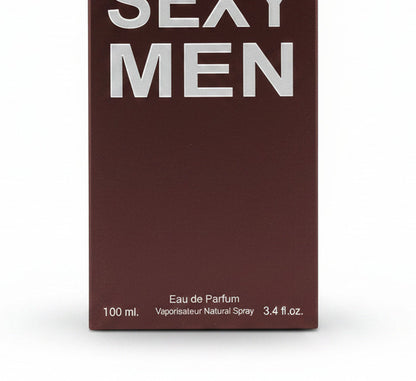 Sexy brown 717 men's eau de parfum bottle with silver accents