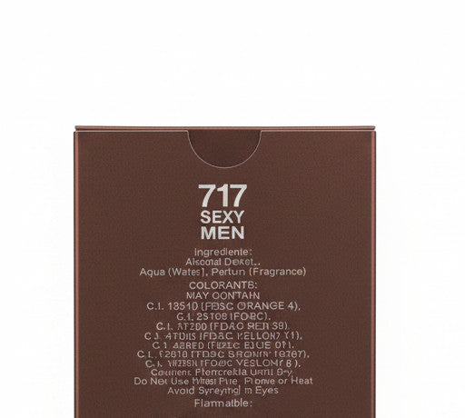 Sexy brown 717 men's eau de parfum bottle with silver accents