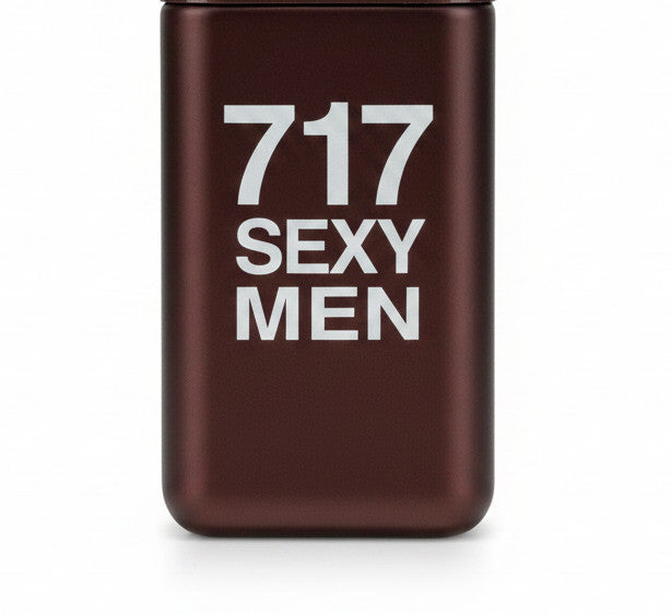 Sexy brown 717 men's eau de parfum bottle with silver accents