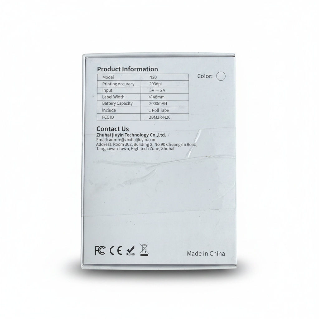 N20 black portable label maker with Bluetooth connectivity and thermal printing features.