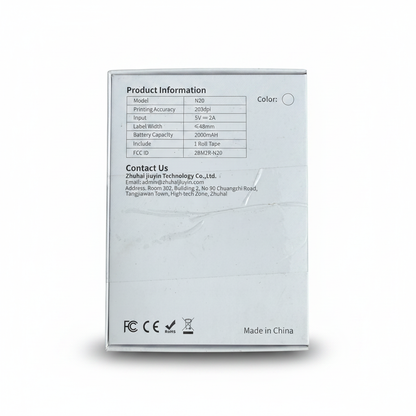 N20 black portable label maker with Bluetooth connectivity and thermal printing features.