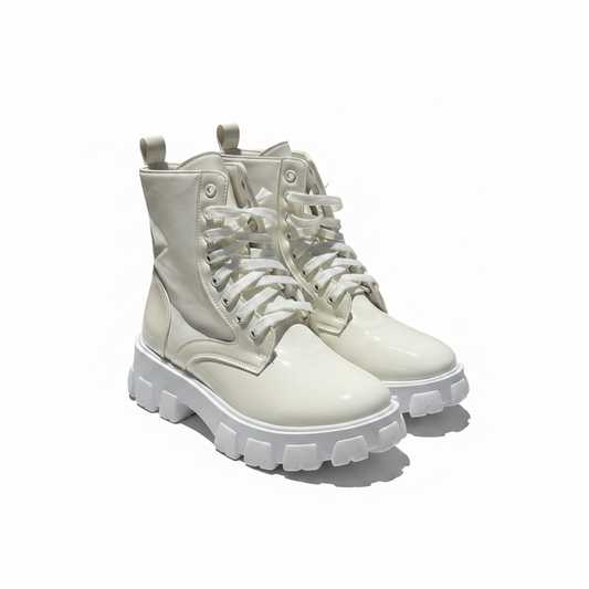 Women 8" Mid Calf Chunky Combat Platform Boots Size 7.5 - Preowned