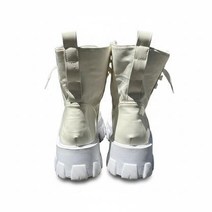 Women 8" Mid Calf Chunky Combat Platform Boots Size 7.5 - Preowned