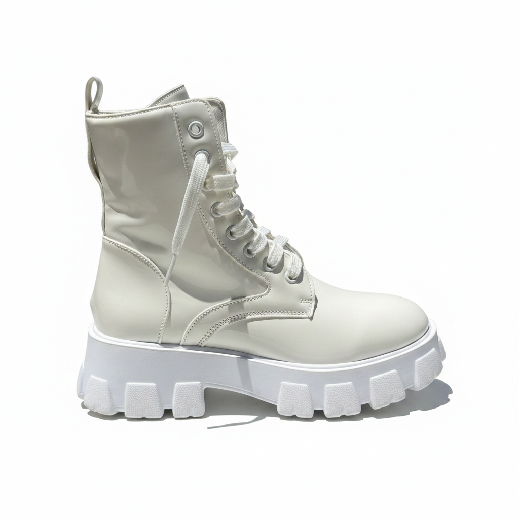 Women 8" Mid Calf Chunky Combat Platform Boots Size 7.5 - Preowned