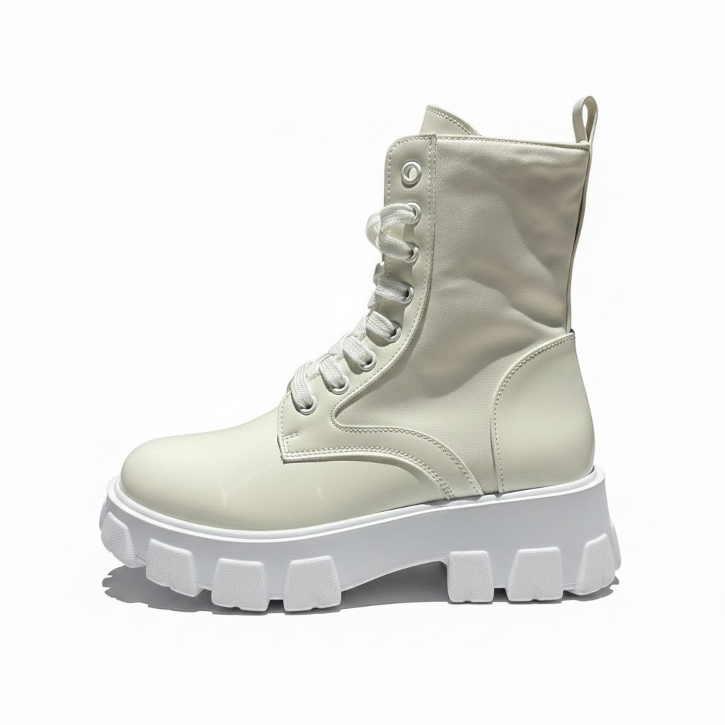 Women 8" Mid Calf Chunky Combat Platform Boots Size 7.5 - Preowned