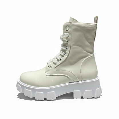 Women 8" Mid Calf Chunky Combat Platform Boots Size 7.5 - Preowned
