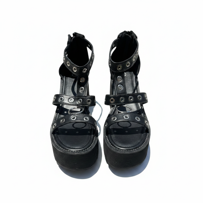 Women's Kokomomo Platform Sandals Gothic Punk Wedge Gladiator Size 8.5