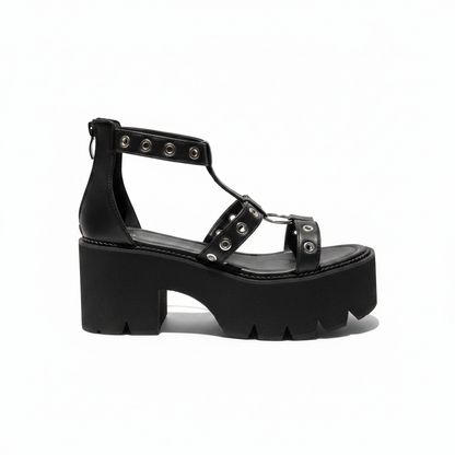 Women's Kokomomo Platform Sandals Gothic Punk Wedge Gladiator Size 8.5