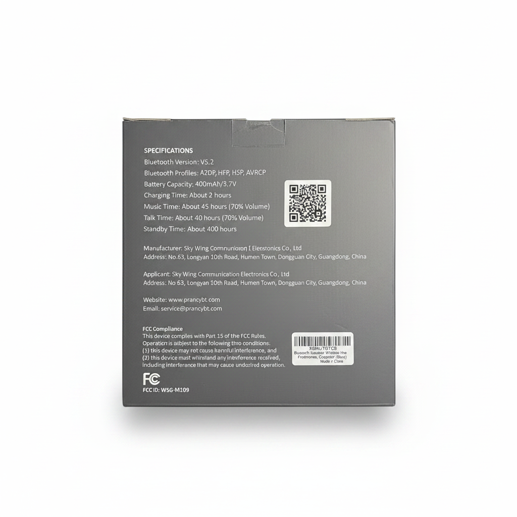 PrancyBt Wireless Mono Headset (Open Package) Model KH122M
