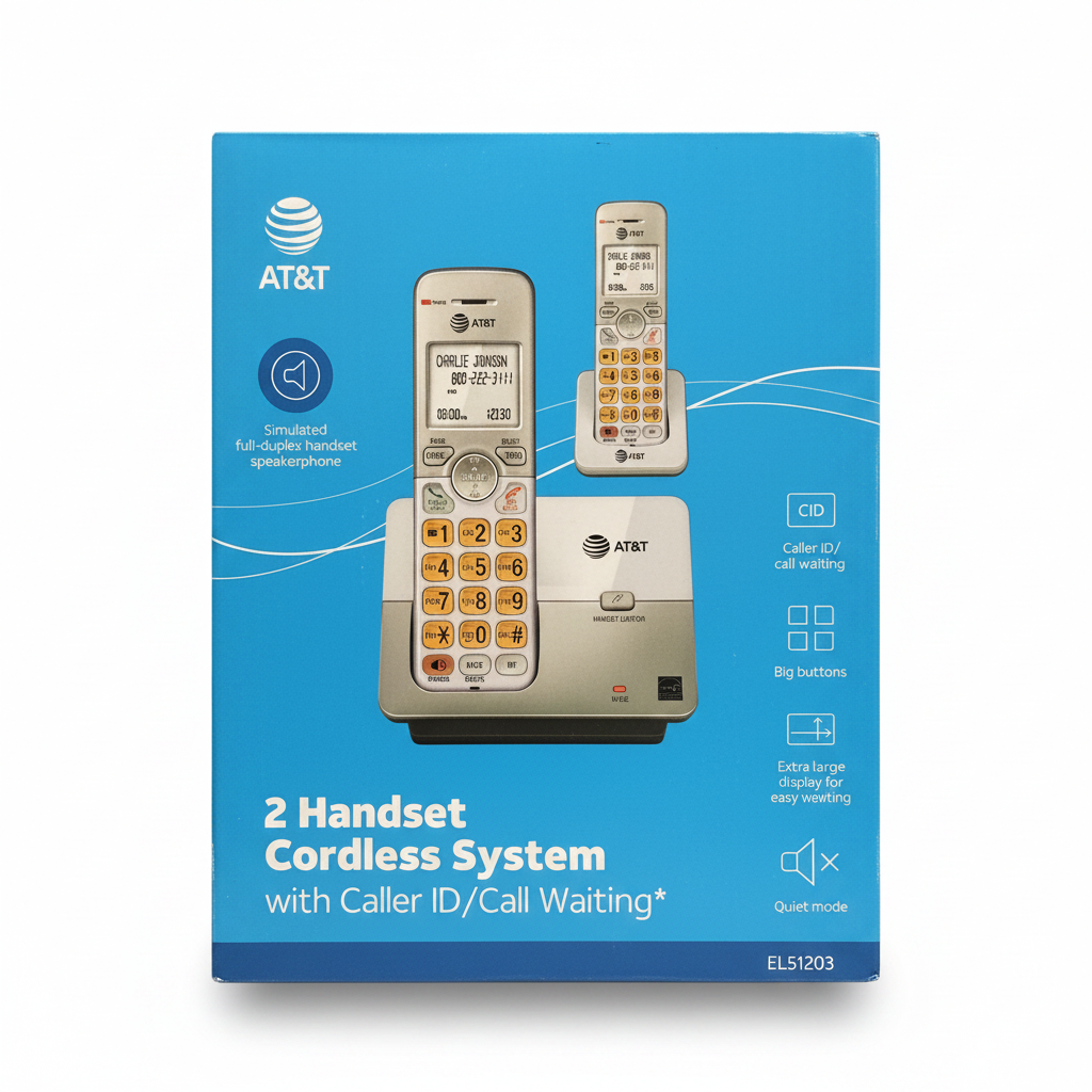 AT&T 2 Handset Cordless Phone System (Open Package) Model EL51203