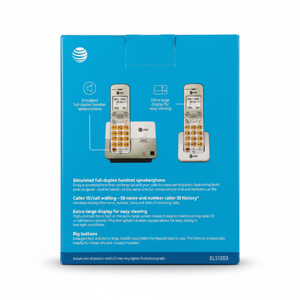 AT&T 2 Handset Cordless Phone System (Open Package) Model EL51203