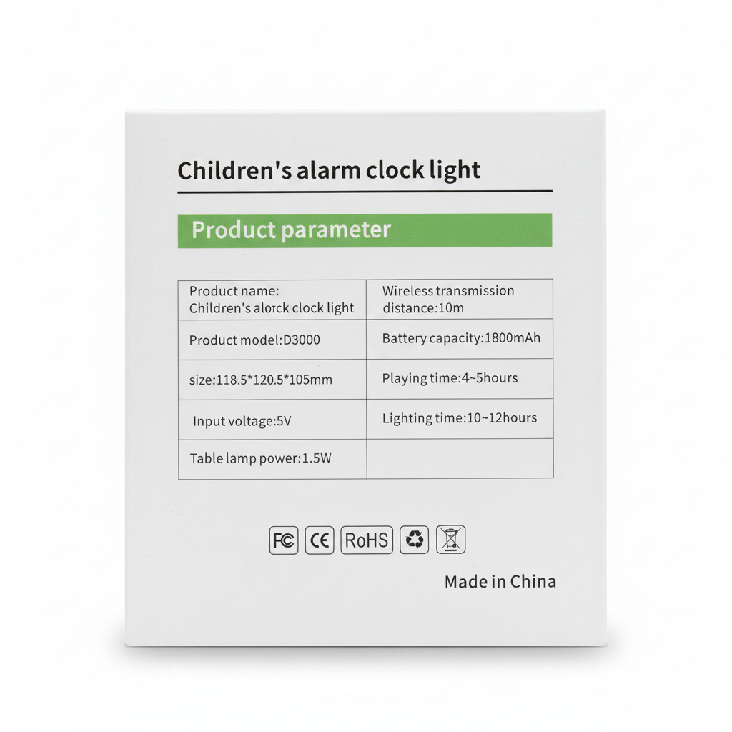 Children's Alarm Clock with Night Light – D3000 Kids Bedside Clock