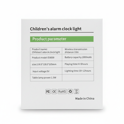 Children's Alarm Clock with Night Light – D3000 Kids Bedside Clock