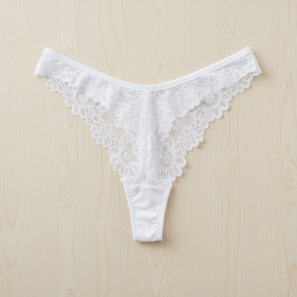 Murimia Women's Sexy Seamless Lace Thong Underwear – Breathable Low Rise T-Back Panties | White, Medium