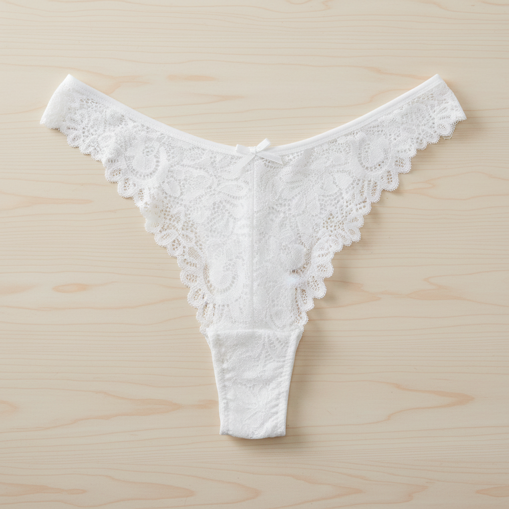 Murimia Women's Sexy Seamless Lace Thong Underwear – Breathable Low Rise T-Back Panties | White, Medium