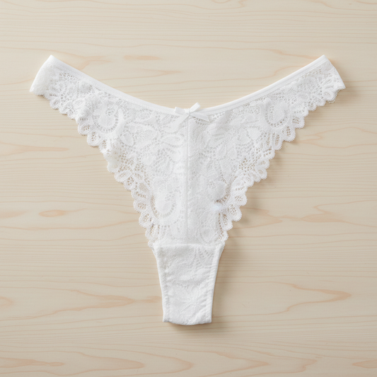 Murimia Women's Sexy Seamless Lace Thong Underwear – Breathable Low Rise T-Back Panties | White, Medium