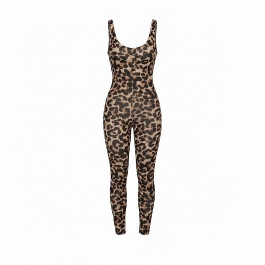 Women's HKWZYY Leopard Print Jumpsuit – Bodycon Romper Size Large