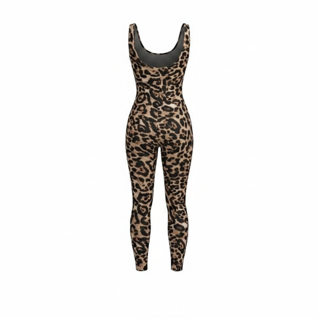 Women's HKWZYY Leopard Print Jumpsuit – Bodycon Romper Size Large
