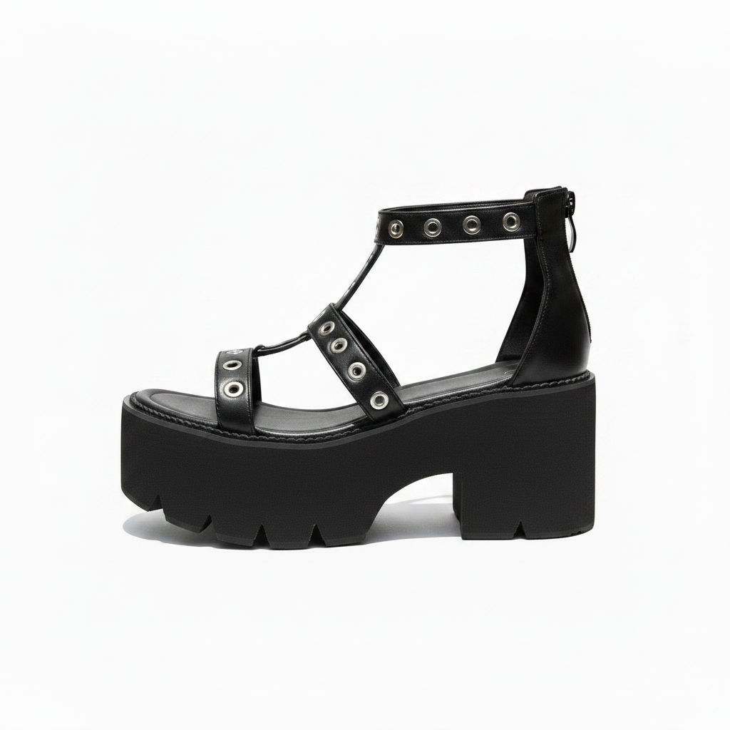 Women's Kokomomo Platform Sandals Gothic Punk Wedge Gladiator Size 8.5