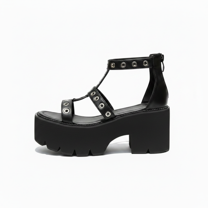 Women's Kokomomo Platform Sandals Gothic Punk Wedge Gladiator Size 8.5