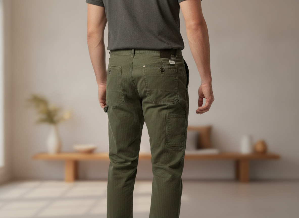 NWT Alpine Design Men's Utility Pants Herringbone Vintage Olive Green