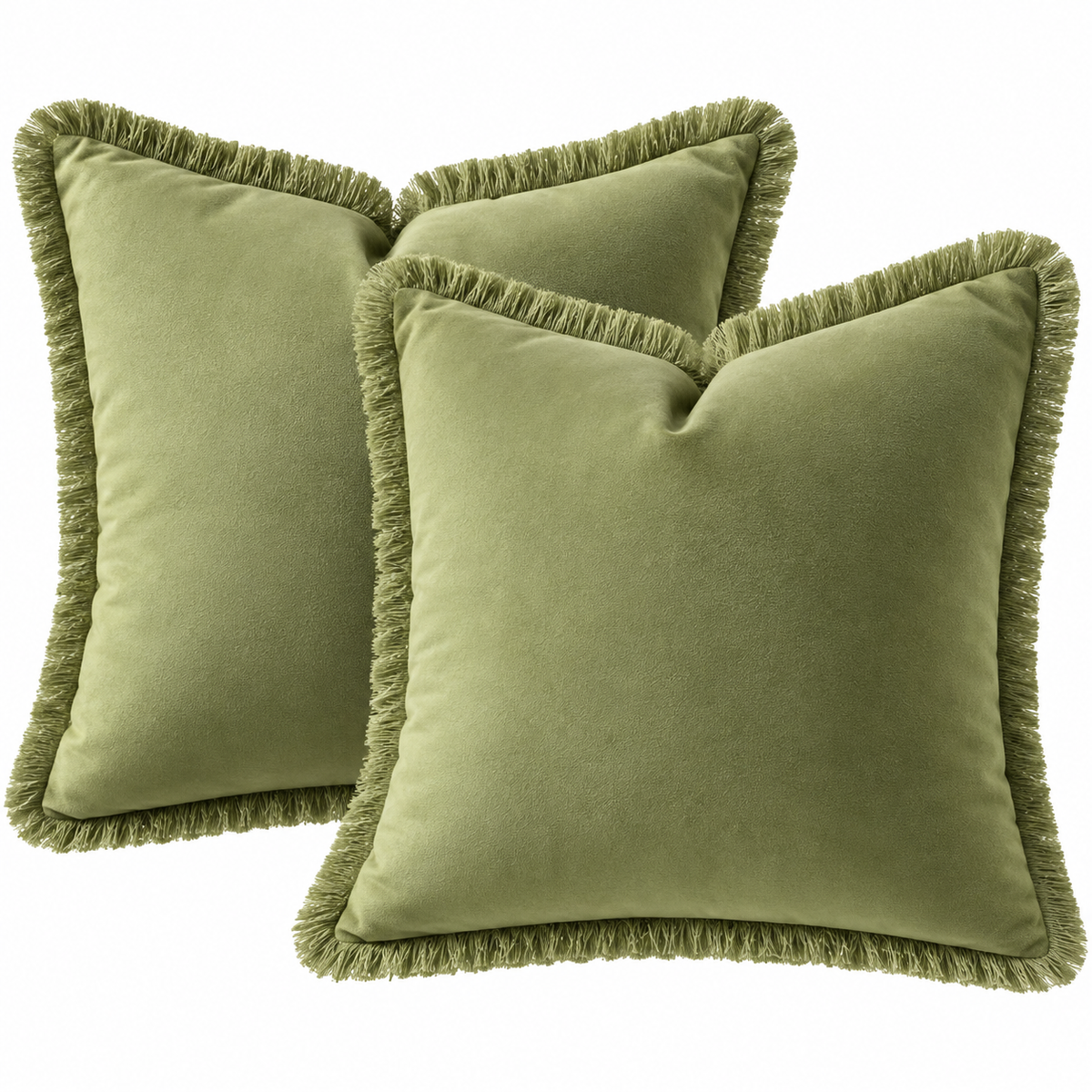 Futei Velvet Pillow Covers, 26 × 26 Inch, Sage Green, Set of 2