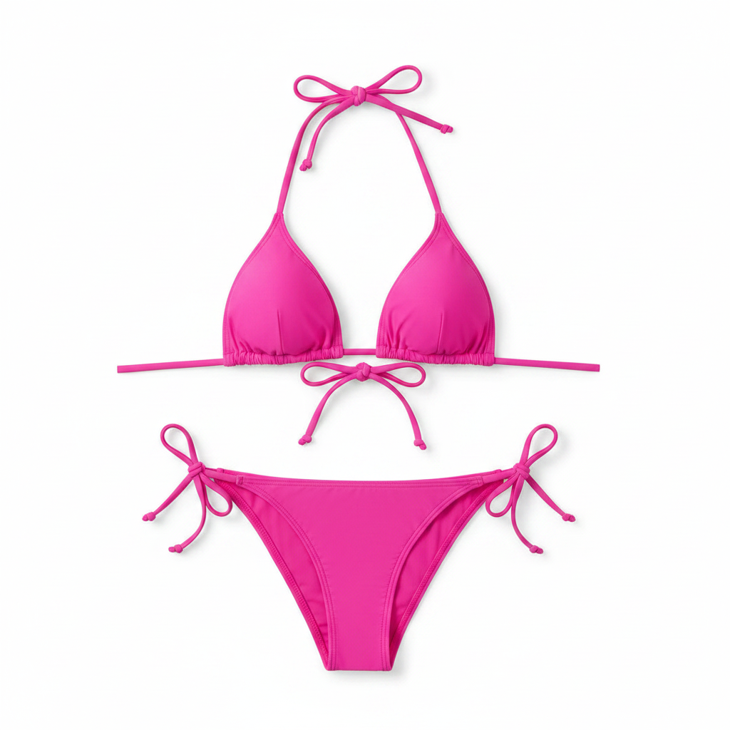 Women's ZAFUL Triangle String Two Piece Swimsuit Hot Pink Size M/6 - Open Package