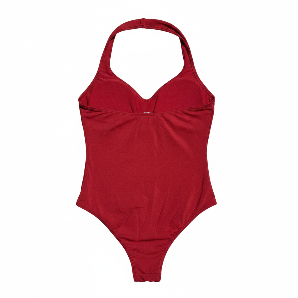 YMDUCH Women's Halter V Neck Backless Leotard Bodysuit Tops Red Size Small