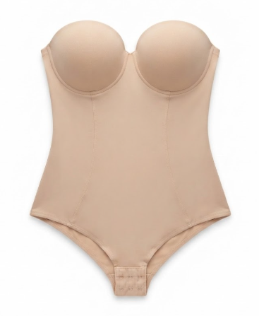 SKPNCV Women's Strapless Body Shaper Tummy Control Bodysuit with Cups