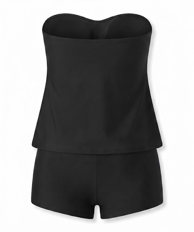 Daci Women's Plus Size Bandeau Tankini 2-Piece Swimsuit – Black, Size 26 Plus