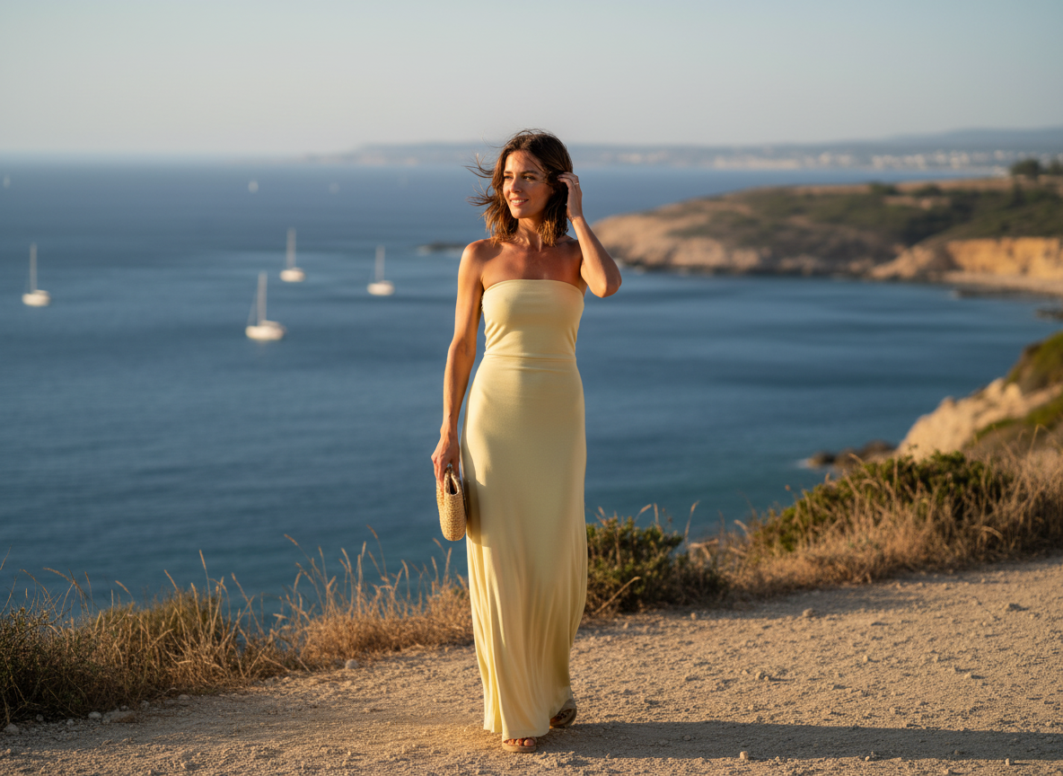 Women's Open Back Maxi Dress – Light Yellow Size XS
