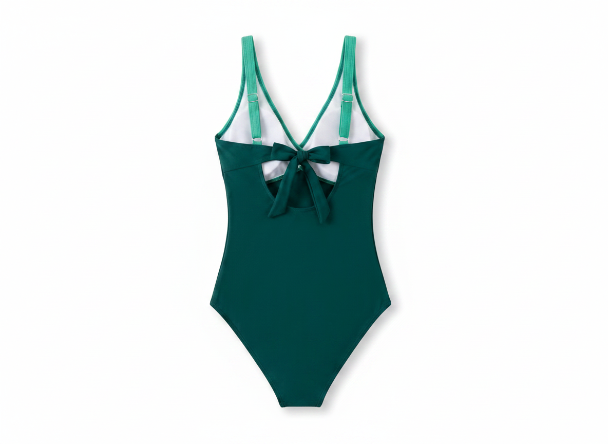 Eomenie Women’s Ruched Tummy Control One-Piece Swimsuit  Color Block Green Size X-Large