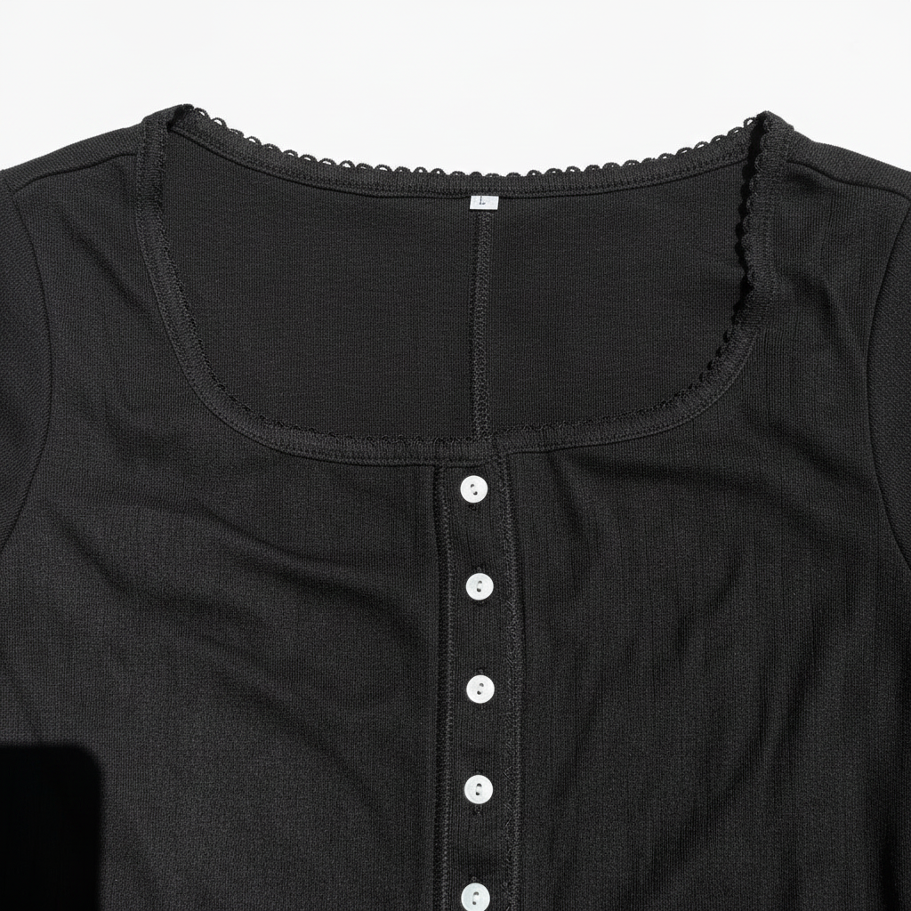 NWOT Women's Ribbed Knit Long Sleeve Top Black Size Large