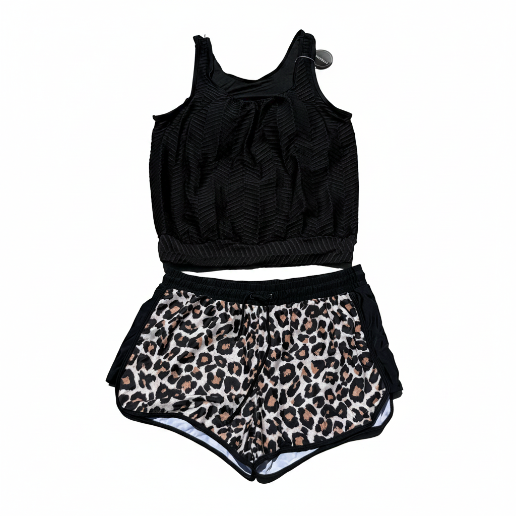 Women's Modest 2-Piece Tankini Swimsuit Set – Scoop Neck Top & Boy Shorts (Size XL)