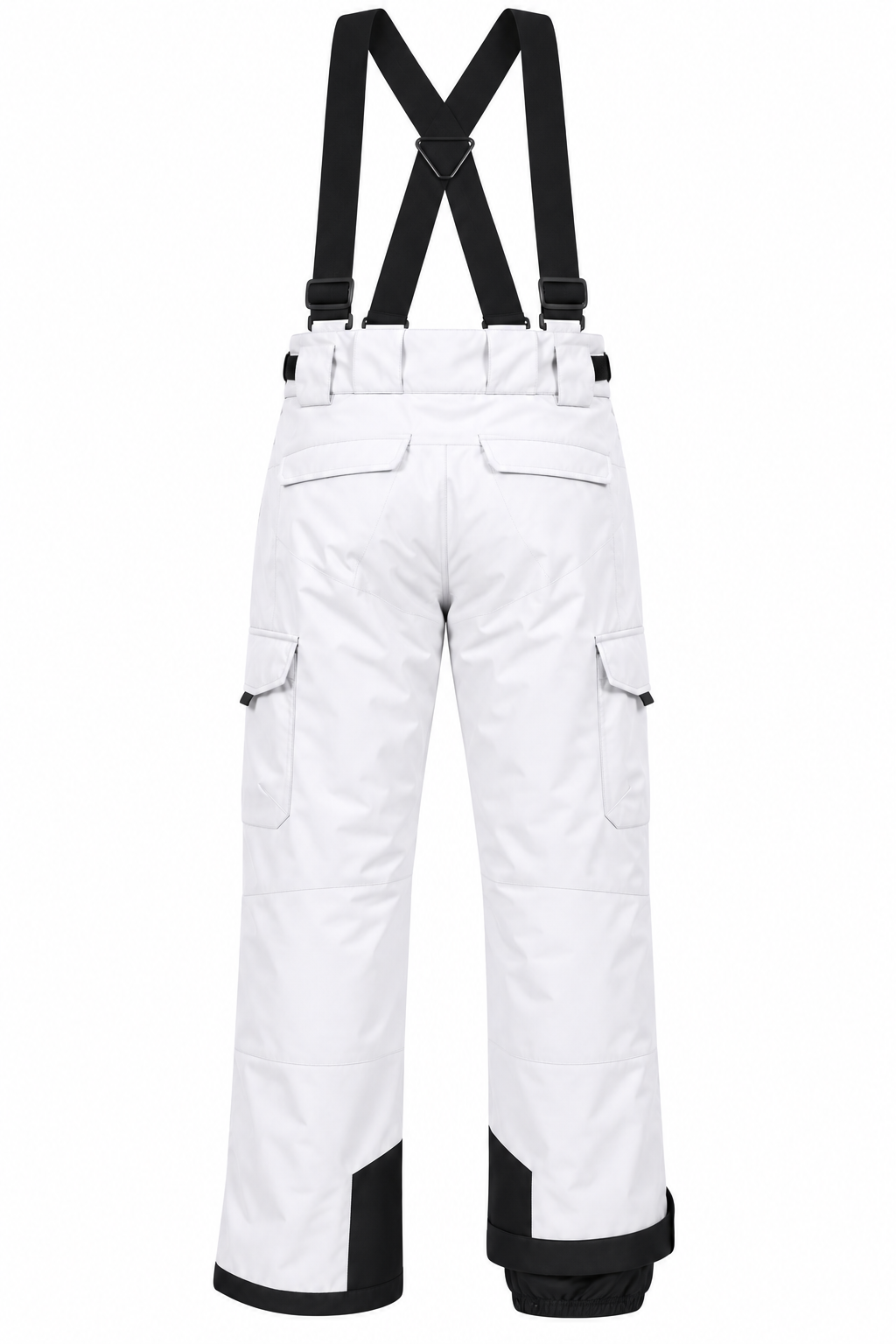 Createmo US Men's Snow Pants Ski Bibs – White, XL