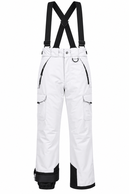 Createmo US Men's Snow Pants Ski Bibs – White, XL